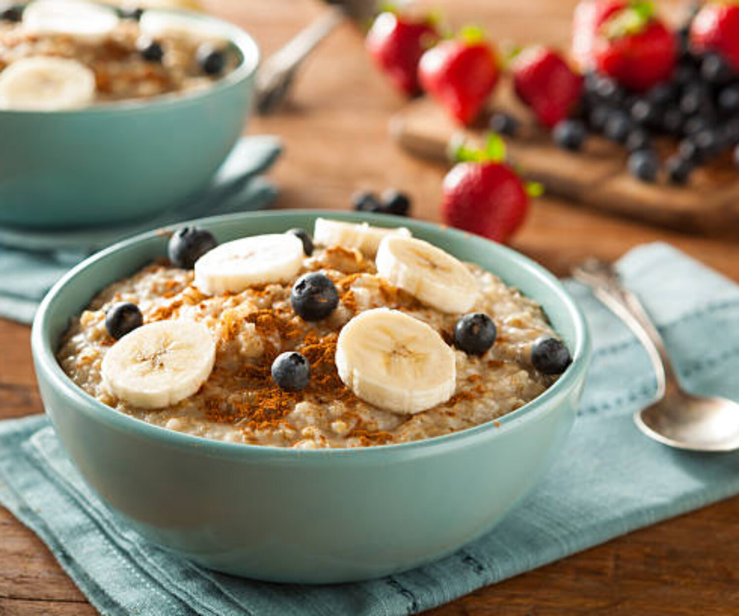 Homemade Healthy Steel Cut Oatmeal with Fruit and Cinnamon